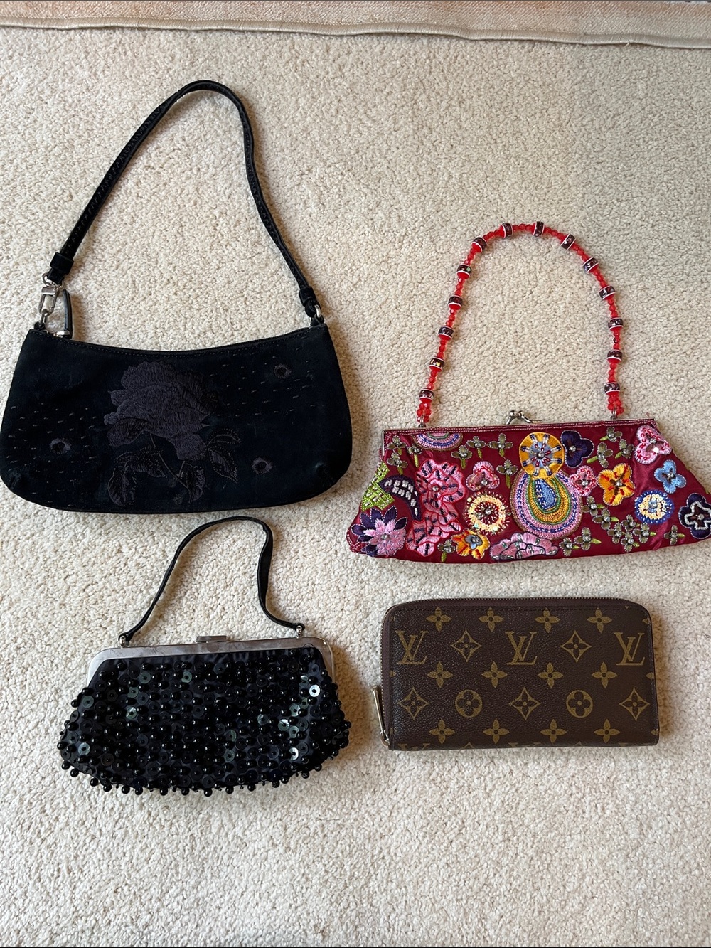 3 Vintage purses- 1 canvas signature zip around wallet